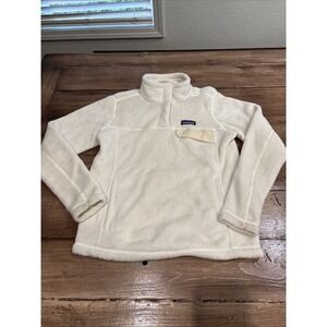 Patagonia Snap-T Womens Small White Re-Tool Polartec Fleece Pullover Outdoor